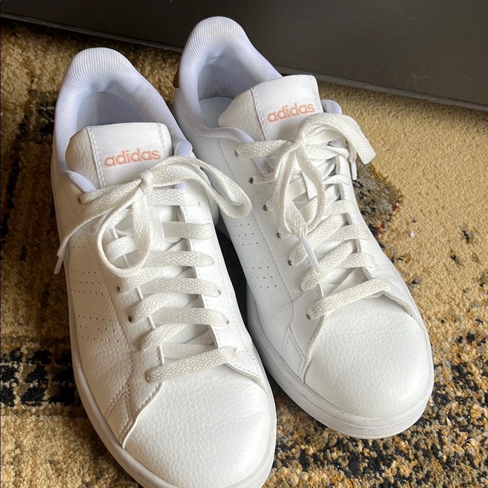 Adidas White Sneakers with Subtle Gold Accents